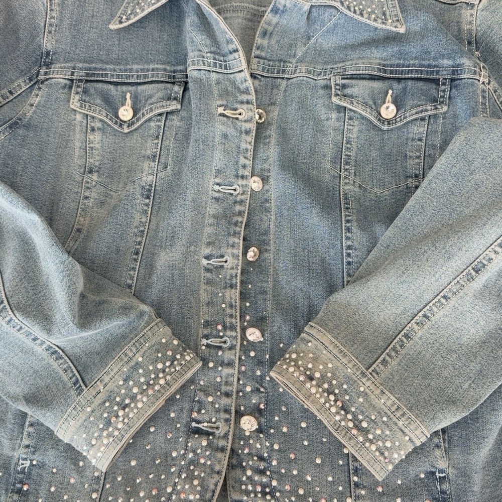 Christine Alexander Rhinestone Crystal Denim Jacket Women’s Large